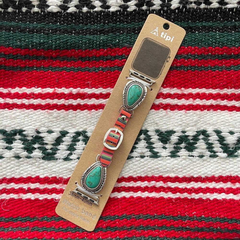 Silver, Turquoise and Serape Apple Watch Band NWT